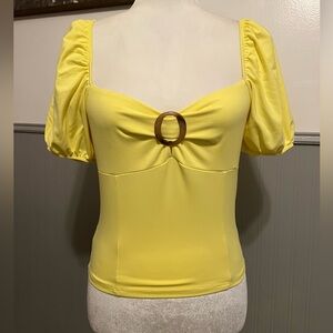 Forever 21 Sweetheart Puff Sleeve Top / Yellow / Size: Medium / Spring / Sunny